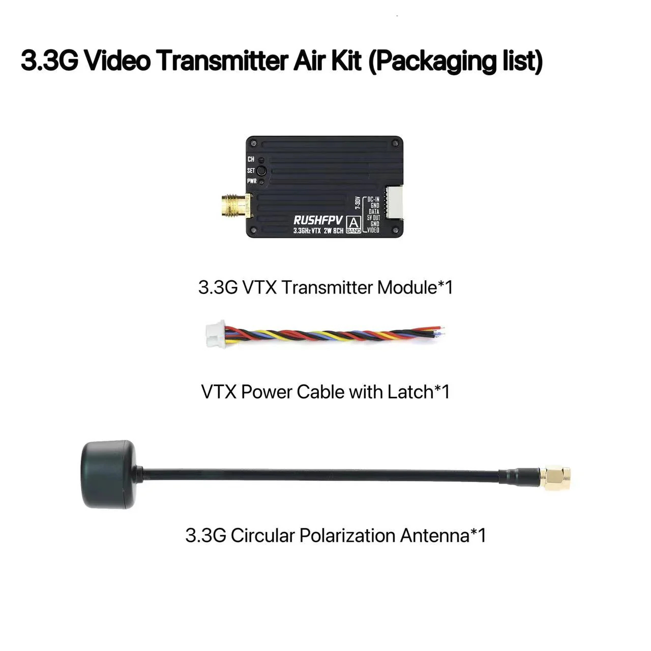 Drone Antenna - Transmissor RUSHFPV 3.3G 2W VTX com