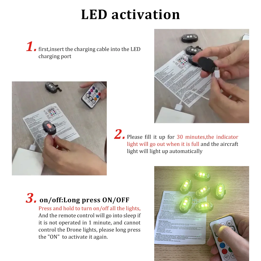 Controle remoto sem fio Strobe - Drone Led Light avaliação e preço