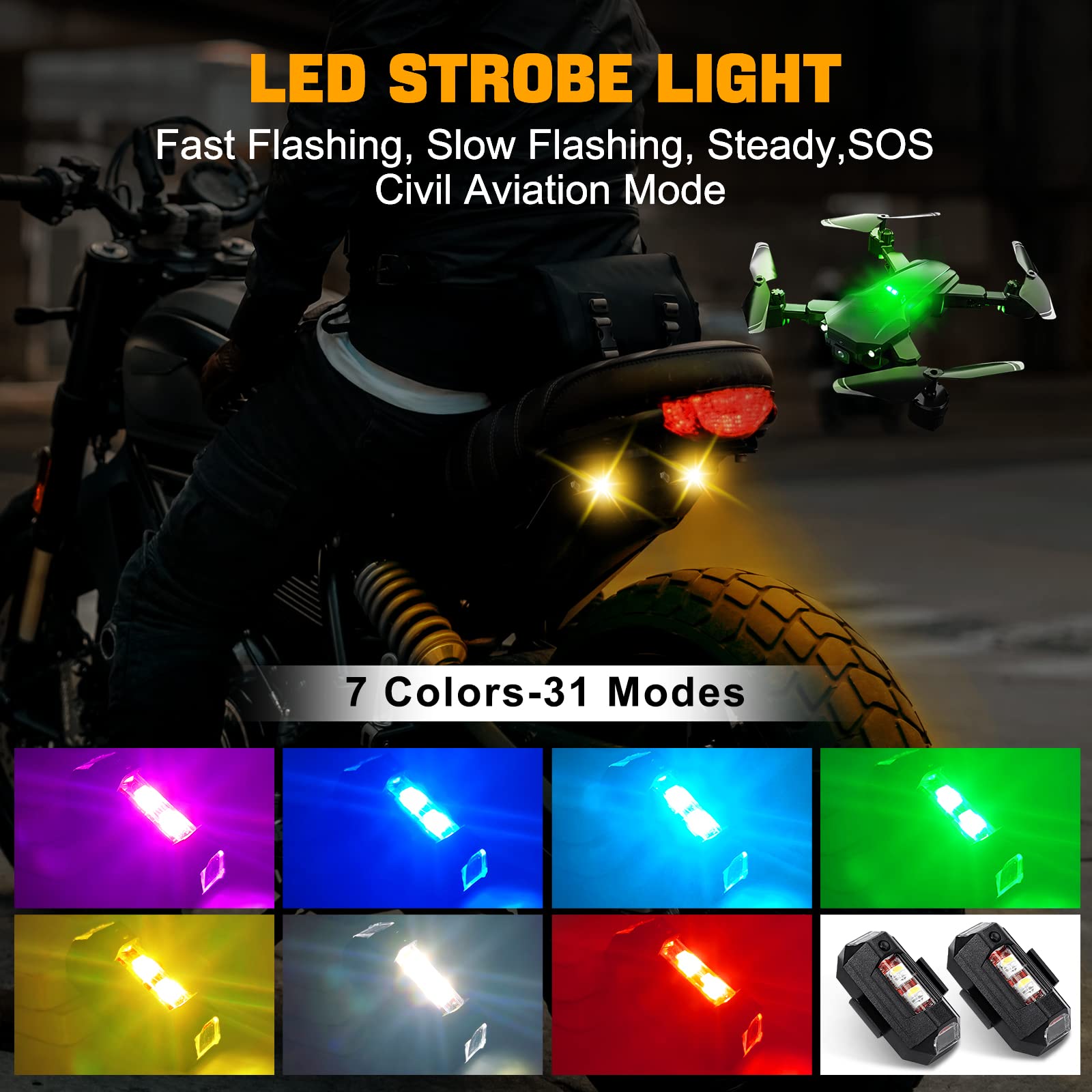 Luzes da motocicleta drone luz - Drone Led Light avaliação e preço